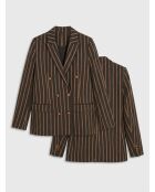 Blazerjacke Valeria aus gestreiftem Leinengemisch in Khaki