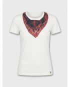 T-shirt stampata bianca/rossa/nera