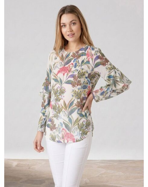 Blusa Goelette bianca con stampa vegetale