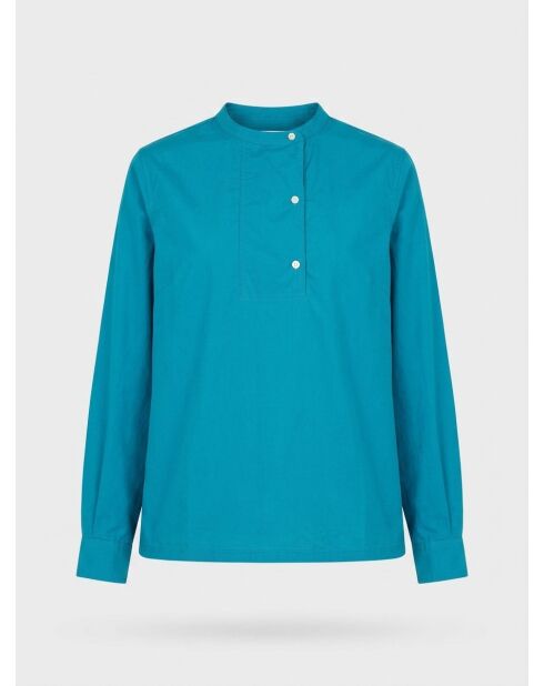 Blouse droite en Coton Genoise bleu moyen
