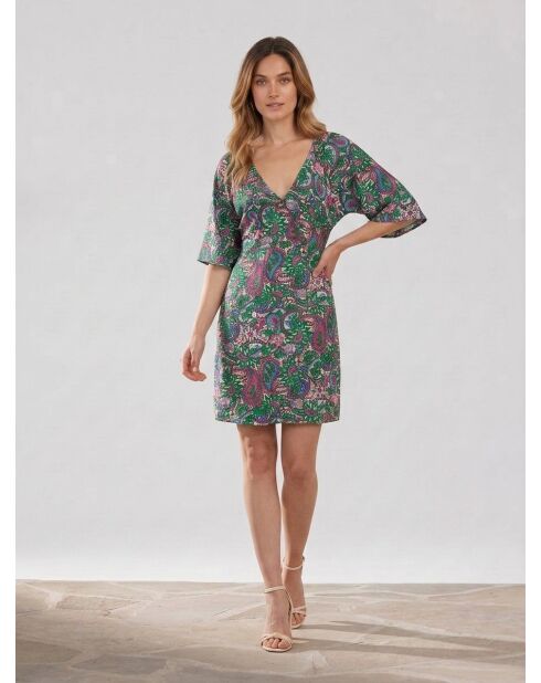 Oliza grün/mehrfarbiges Kleid