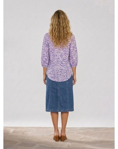 Bedrucktes Nata-Hemd in Indigo/Weiß