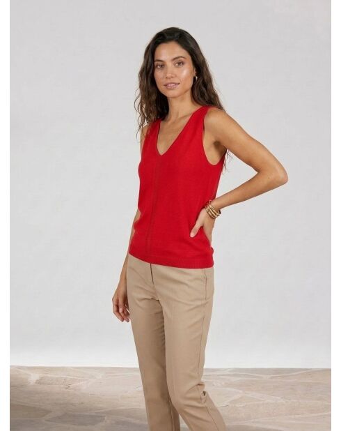 Top Juliette in cotone e cashmere con spalline sottili in ribes