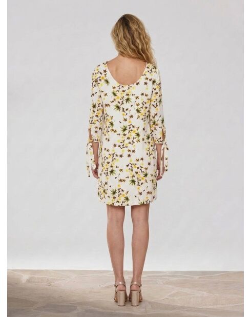 Cherie ecrufarbenes bedrucktes Kleid