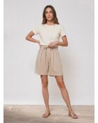 Short en Lin mélangé plissé beige