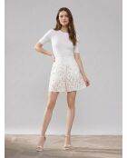 Short texturé imprimé fantaisies contrastants blanc