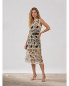 Carly Kleid in Schwarz/Ecru