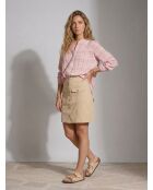Carina rosa karierte, lockere Bluse