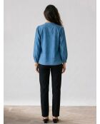 Jeansbluse Eymeline aus Leinen und Baumwolle