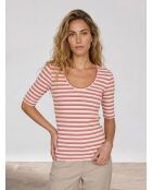 Mehrfarbiges CR-T-Shirt mit 3/4-Ärmeln