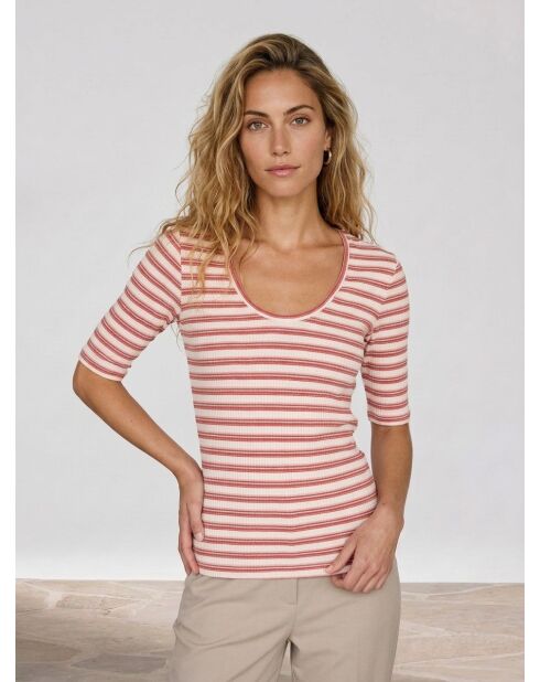 Camiseta manga 3/4 rib cr multicolor
