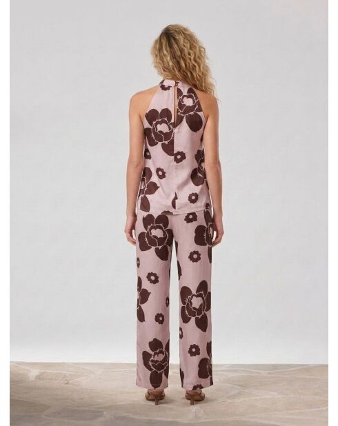 Top Parma in satin con stampa floreale