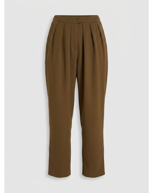 Premium Collection kaki broek met wortelplooien