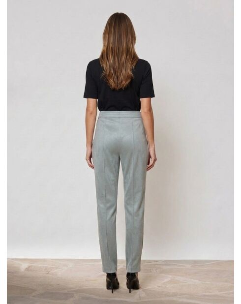 Fluwelen broek met textuur blauw/grijze strikceintuur