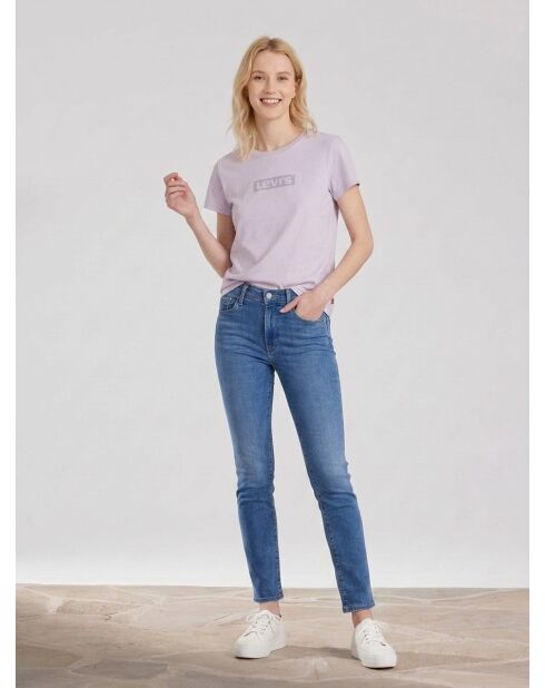 T-shirt tono su tono in cotone viola