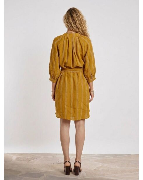 Alice senfgelbes Kleid aus 100% Leinen