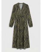 Langes Leo Kleid mit khakifarbenem Tiermuster