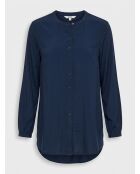 Blusa azul marino con botones y cuello Mao