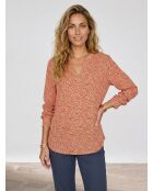 Chemise print micro fleurs orange