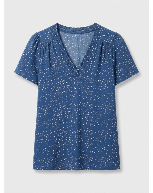 Donkerblauw T-shirt met fantasieprint Cindy