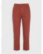 Jean délavé en Toile de coton 7/8 marron