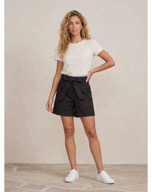 Schwarze Popelinshorts Mano