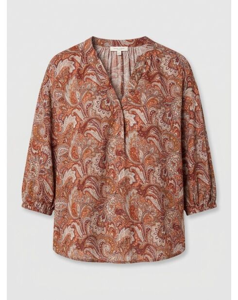 Blusa Kasta Vl marrone/rossa stampata