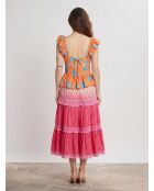 Orangefarbenes Sommerblumen-Top