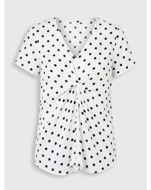 Top de lunares blanco turquesa