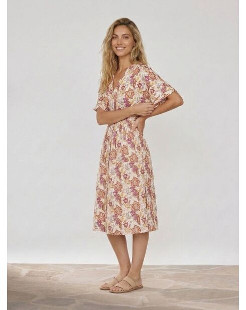 Epolo Kleid bedruckt ecru/mehrfarbig