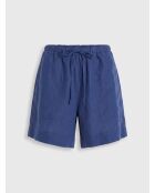 Short 100% Lin Elastique bleu moyen