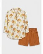 Blusa de cabina estampada marrón/amarillo
