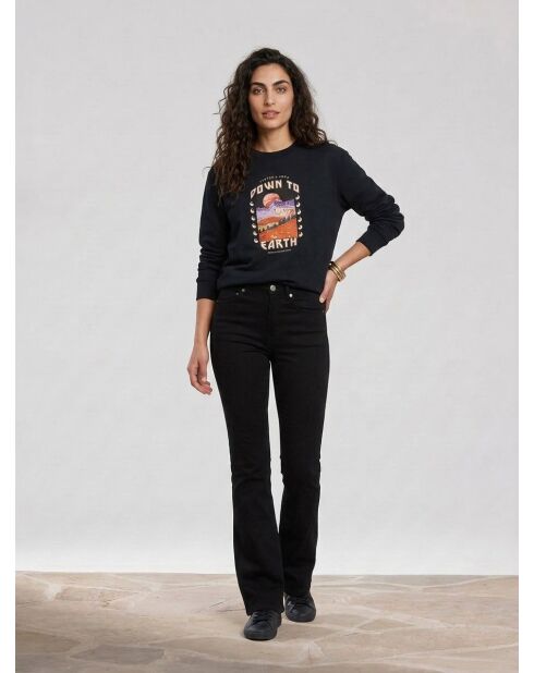 Schwarze Flare-Jeans aus Bio-Baumwollmischung