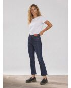Donkerblauwe jeans met croplaars en hoge taille