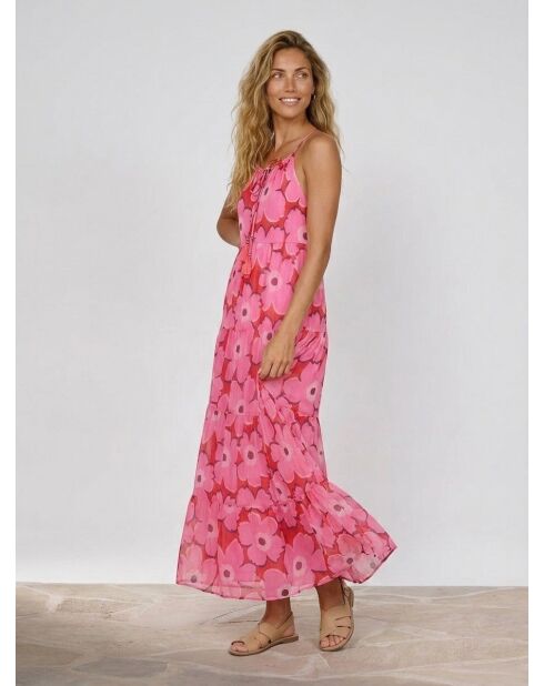 Rosa bedrucktes Kontrollkleid