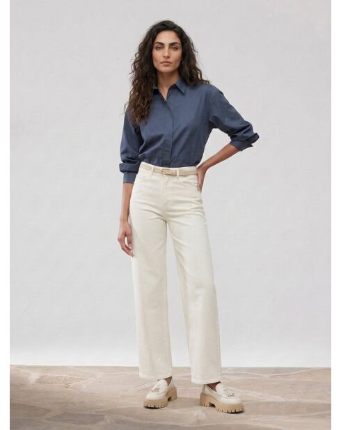 Jean taille haute Wideleg blanc