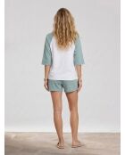 T-Shirt 100% Lin Tekla eucalyptus/blanc