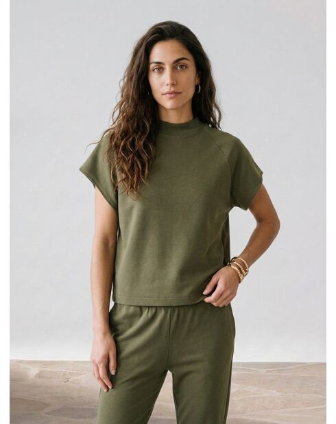 T-Shirt loose Crop kaki