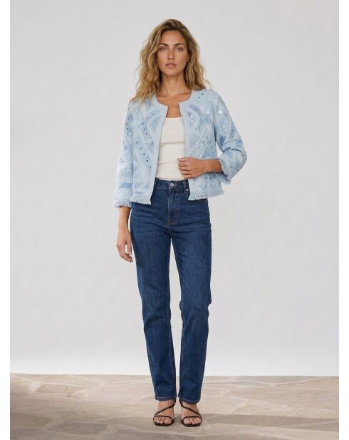 Favorite Jacke aus Baumwolle und Leinen petrolblau