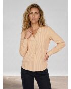Blouse col V Pop à rayures jaune
