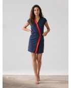 Robe col croisé marine/rouge