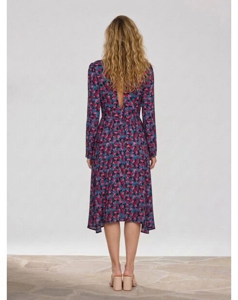 Schnürkleid mit mehrfarbigem Aufdruck