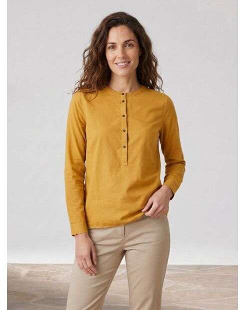 Blusa amarilla de algodón y seda Cannes