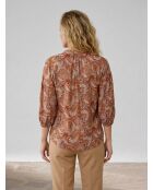 Blouse Kasta Vl imprimée marron/rouge