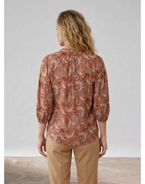Blusa Kasta Vl marrone/rossa stampata