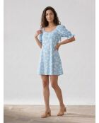 La Barben Minikleid mit blauem Blumendruck