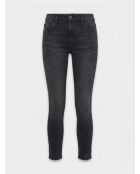 Dunkelgrauer, gewaschener, schmal geschnittener Jeggings mit mittlerer Taille