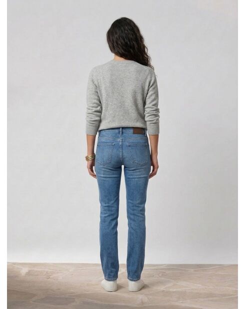 Alby middenblauwe rechte jeans van stretchkatoen