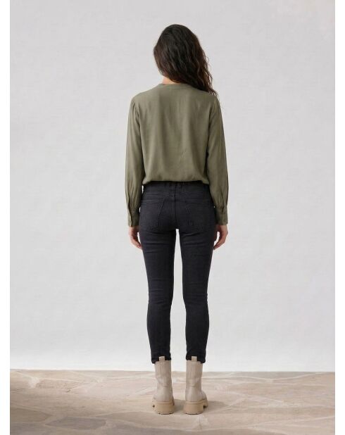 Jegging à taille mi-haute Slim Fit délavé gris foncé
