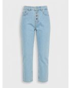 Capri jeans van biologisch katoen met lichtblauwe knopen
